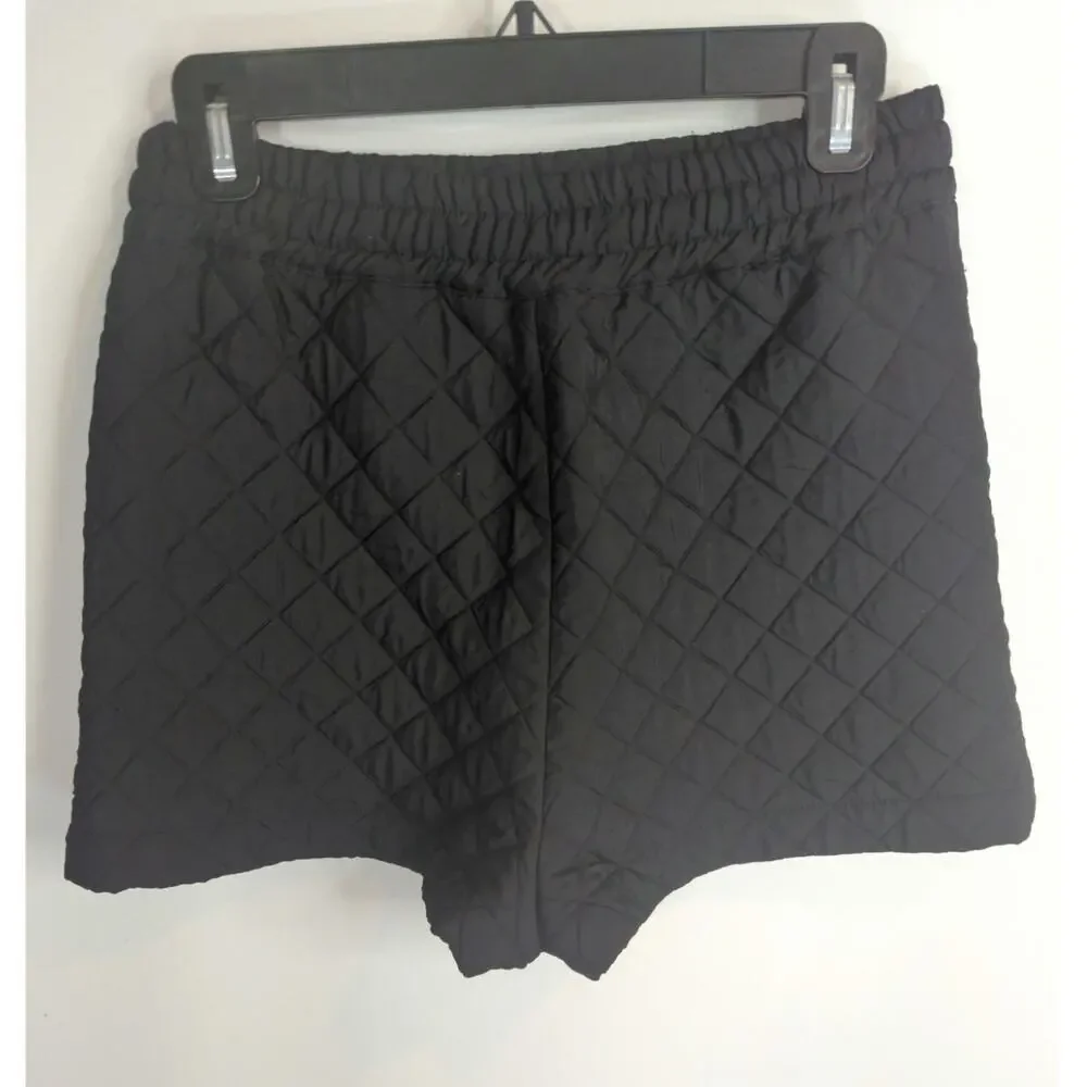 Zara Black‎ Quilted Bermuda Shorts Women's Small High Waisted Pull On Casual